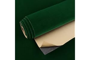 VEELIKE Self Adhesive Green Velvet Flock Liner Contact Paper for Jewelry Drawer Lining 15.7''x118'' Green Velvet Fabric Wallp
