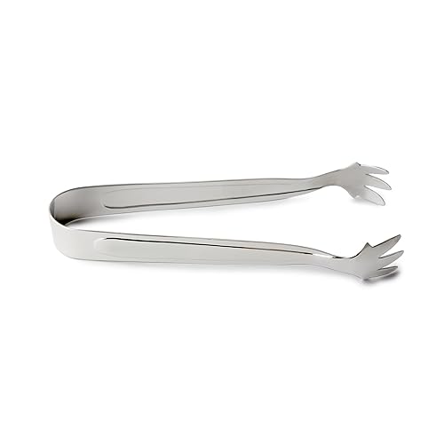 Genware Stainless Steel Ice Tongs 6.5inch Bar Ice Tongs, Ice Bucket