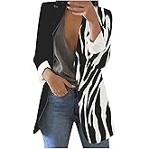 ZEFOTIM Blazers for Women Winter Plus Size Long Floral/Striped Blazer Work Lightweight Fitted Coat