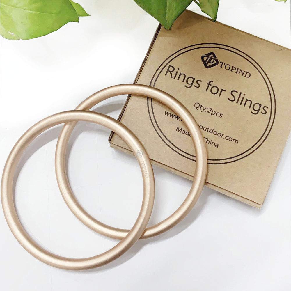 TOPIND 3" Large Size Aluminium Baby Sling Rings for Baby Carriers & Slings of 2 pcs Rose Gold