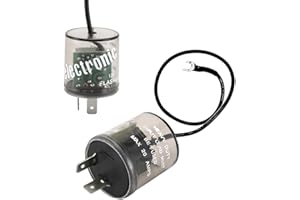 Sylvil 2 Pin LED Flasher, 12V Electronic LED Flasher Relay with Ground Wire, Two Prong Round Relay to Fix Turn Signal & Hazard Warn Hyper Flash for Car Motorcycle Truck, Car Accessories