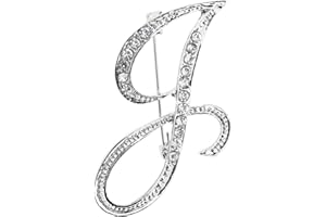 PPhtony 26 Letter Brooch Pins Small Silver Metal Rhinestone Crystal Initial A~Z Alphabet Brooch Lapel Pins for Men Women Girls Boys Birthday Christmas Wedding Gift
