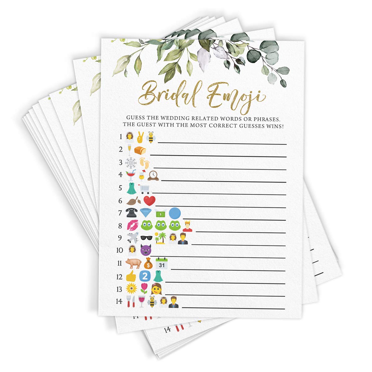 thumbnail image 2 of Get To Know You Card Games Bridal Shower Game Set - 2 Fun Party Games For 50 Guests With Botanical Eucalyptus Theme Eucalyptus Themed Bridal Shower Game Set For 50 Guests 2 of 12