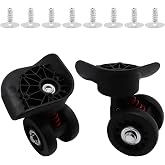 ZHMEINA Luggage Wheels Replacement Kit, Suitcase Wheels Replacement with Screws, 360&deg; Rotation Spinner Wheel, Mute Double Row Swivel Wheel for Luggage Suitcase Trolley (Black, 2PCS)