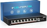 YuanLey 8 Port 2.5Gbe Unmanaged Ethernet Switch 10G SFP Metal Fanless view 1