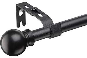 YeYeBest Curtain Rods for Windows 28 to 50 Inch, 5/8 Inch Metal Curtain Rod Set,Heavy Duty Winbdow Curtain Rod with Brackets Black