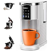 SHARDOR 3 in 1 K Cup Coffee Maker, Single Serve Coffee Maker for K Cup Pods & Ground Coffee & Teas, 6 to 14oz Brew Sizes, 40oz Detachable Water Reservoir, Compact Design, White