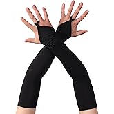 Aniler Women's Spandex Costume Long Gloves 19" Length Halloween Party Rave Stretchy Fingerless Gloves