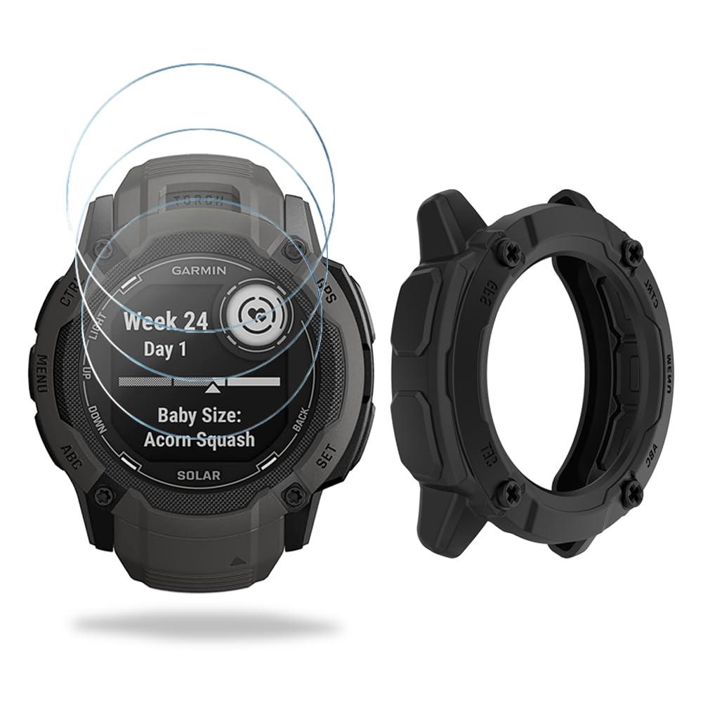 Photo 1 of Watch Screen Protector Compatible for garmin instinct 2x Solar, Tempered Glass Film Anti Scratch High Definition Full Coverage and Soft TPU Protective Case