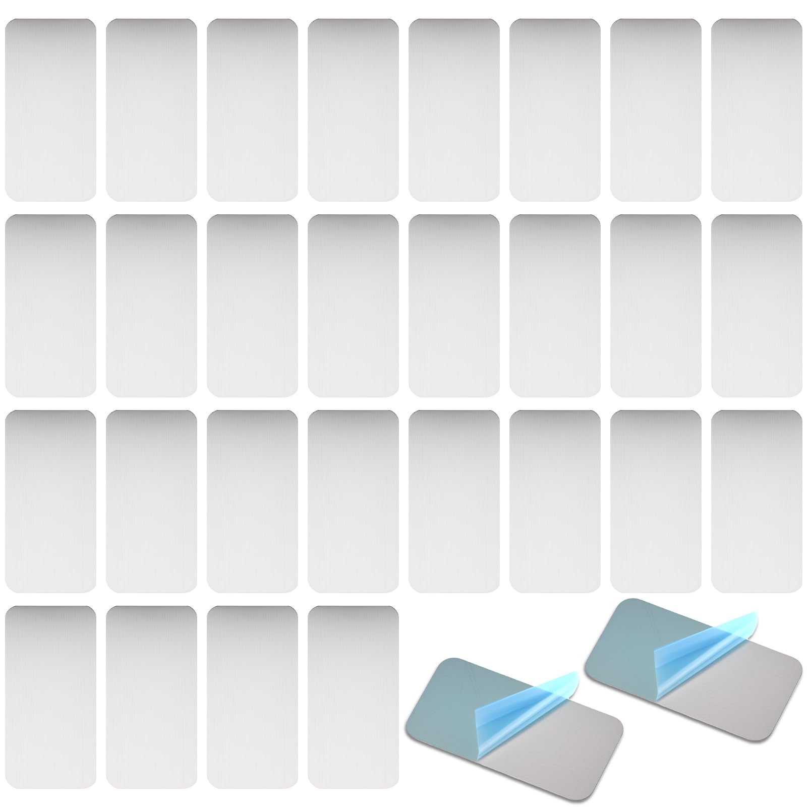 Photo 1 of 30 Pcs Adhesive Metal Plates for Magnetic Mounts 2.36"x1.18" Rectangular Steel Strips with Adhesive Backing for Magnets on Non-Steel Vents & DIY Creative Projects