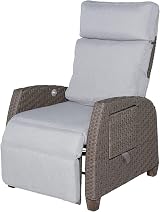 Grand patio Recliner Sunlounger Wicker Adjustable Backrest with Flip Table