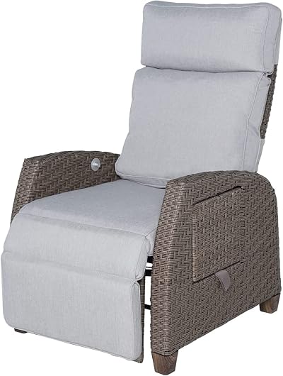 Grand patio Recliner Sunlounger Wicker Adjustable Backrest with Flip Table