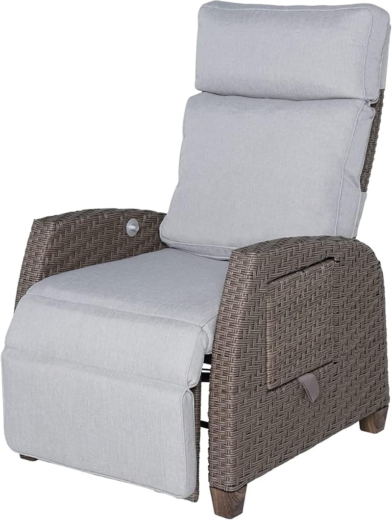Grand patio Recliner Sunlounger Wicker Adjustable Backrest with Flip Table