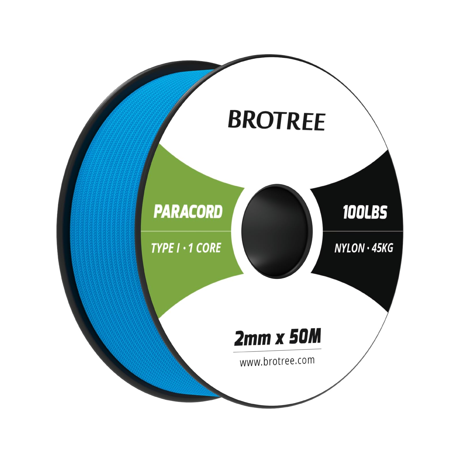 Brotree Paracord 2mm 50M 100% Nylon Rope 1 Strand Parachute Cord for Outdoor, Craft, DIY - 45kg Breaking Load (Blue)