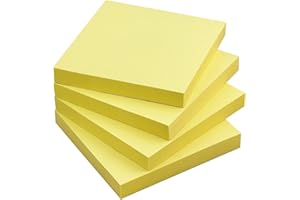 EASTERN WOLF Sticky Notes 3x3 Self-Stick Notes Bright Colors Sticky Notes 4 Pads 100 Sheets/Pad (Yellow)