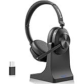 Voistek Wireless Headset with Mic for Work,Bluetooth 5.3 Wireless Headset with Noise Cancelling Mic & Mute Button,Compatible PC,Mac,Laptop,Phone,for Work,Zoom,Teams,Online Meetings and Home Office