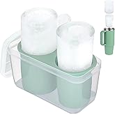 Pneatdez Ice Mold for Stanley Cup 30oz 40oz, Silicone Ice Tray, Eucalyptus | Ice cube tray with lid and bin; Easy release cyl
