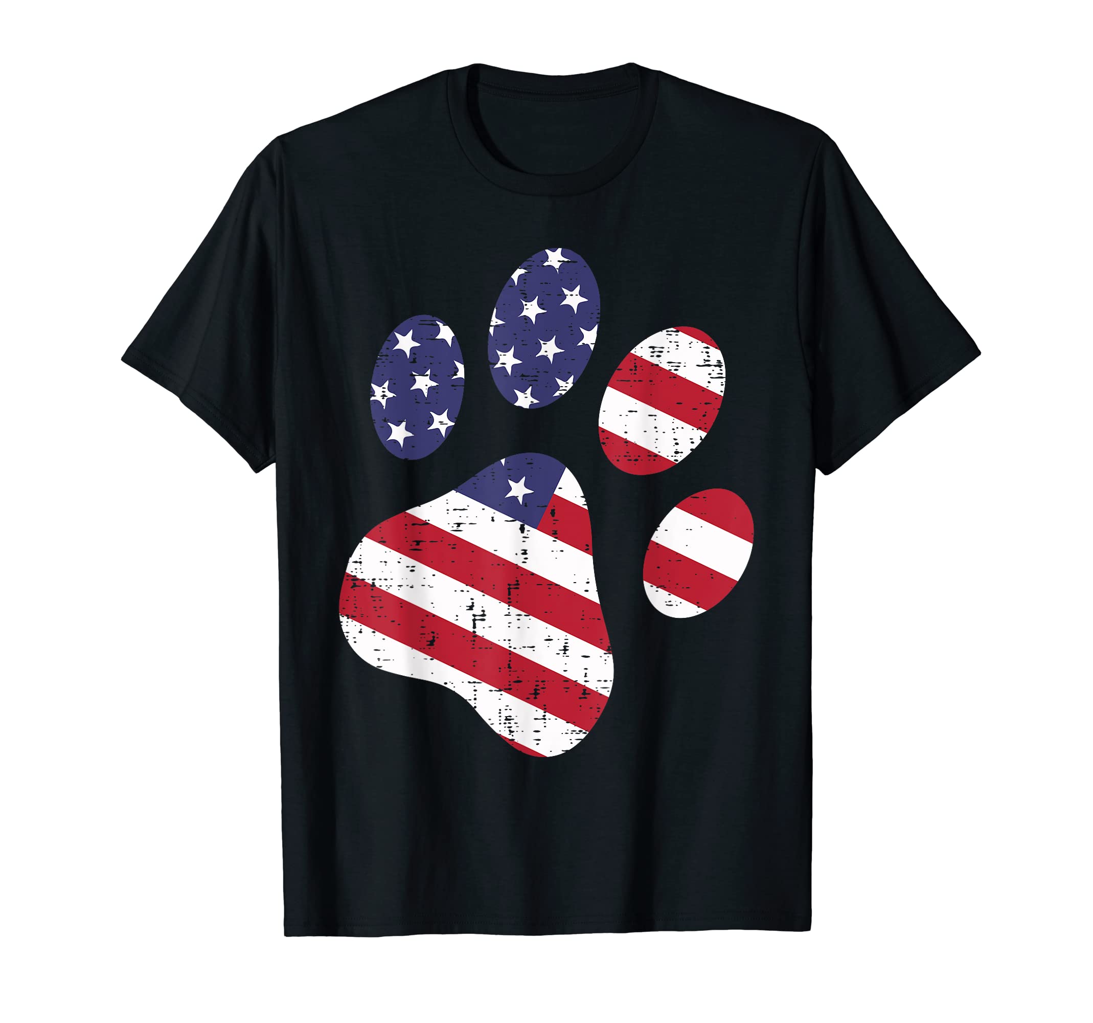 Dog Paw Print American Flag USA Cute 4th Of July Fourth Dogs T-Shirt