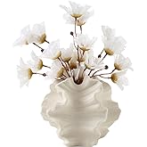 BUICCE Off White Ceramic Coral Vase for Pampas Grass Decor Modern Decorative Dandelion Vase for Flower Home Office Living Room Table Centerpieces.