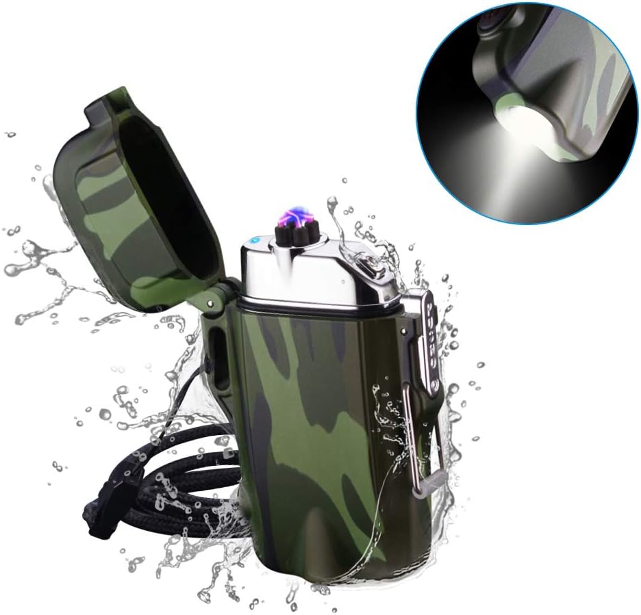 Warrior Tech Sleek USB Rechargeable Flameless Upgraded Dual Arc Plasma Lighter (Military)