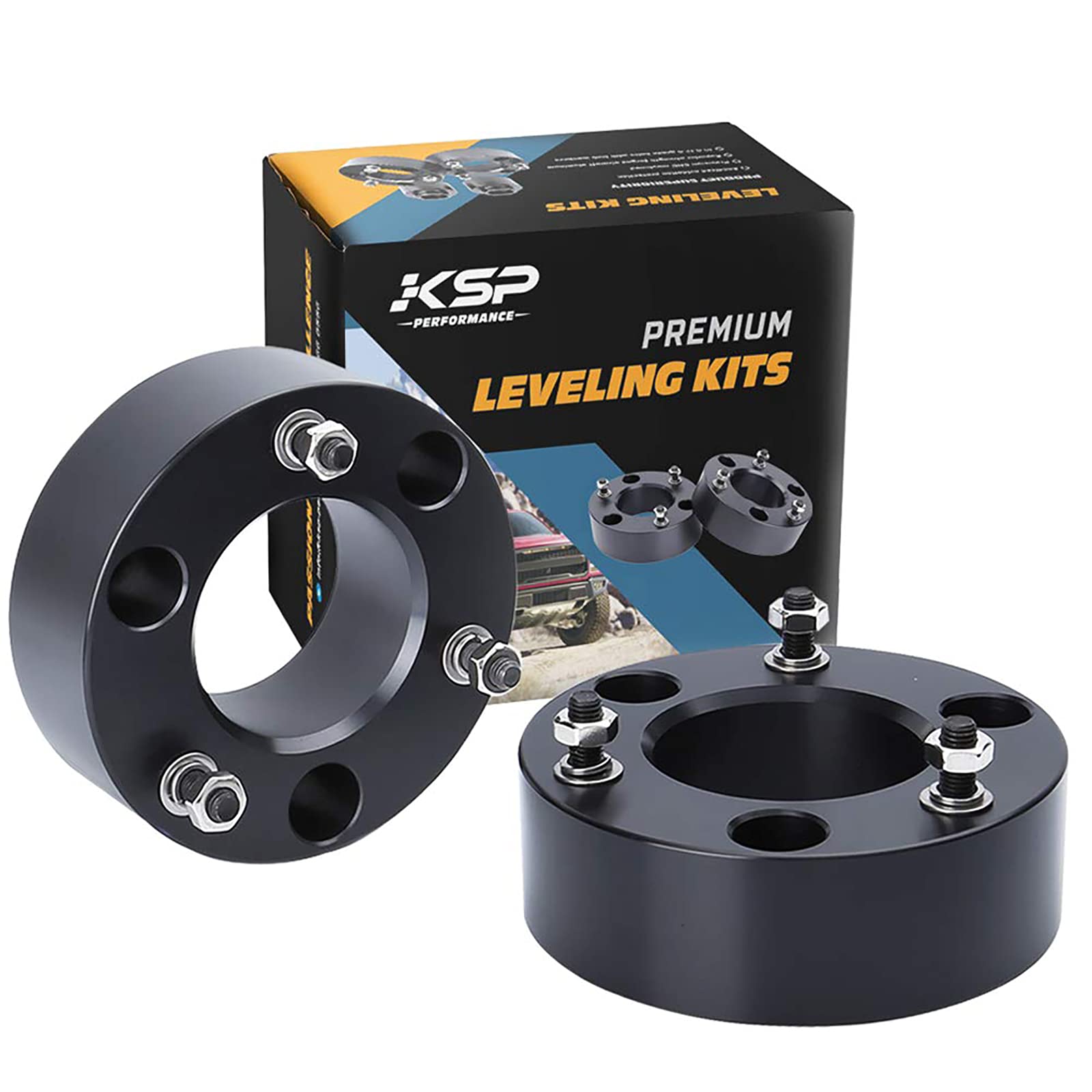 Photo 1 of KSP 3" Front Leveling Kits for Silverado 1500 2WD/4WD 2007-2024, Sierra 2WD/4WD 2007-2024, 3 Inch Suspension Strut Spacers Lift Kits for Pickup with 6 Lug