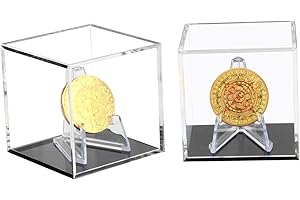 Kcgani Acrylic Coins Trophy Medal Display Case Box with Mini Easel Display Stands, Multiple Rings Storage Case for Championship Rings Challenge Coins Fossils Rocks Stones Chips