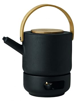 Stelton Theo Set Teekanne und Stövchen Set, schwarz