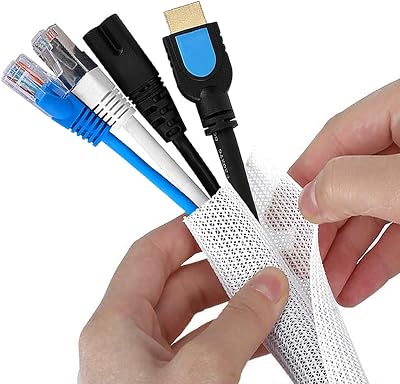 Shakeel 1/2" 10Ft White Cable Tidy Sleeve USB Computer Wire Management Cord