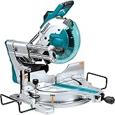 Makita 10" Sliding Compound Mitre Saw with Laser, Rail-Forward Design, 12" Crosscut Capacity, Soft Start, Electronic Speed Co