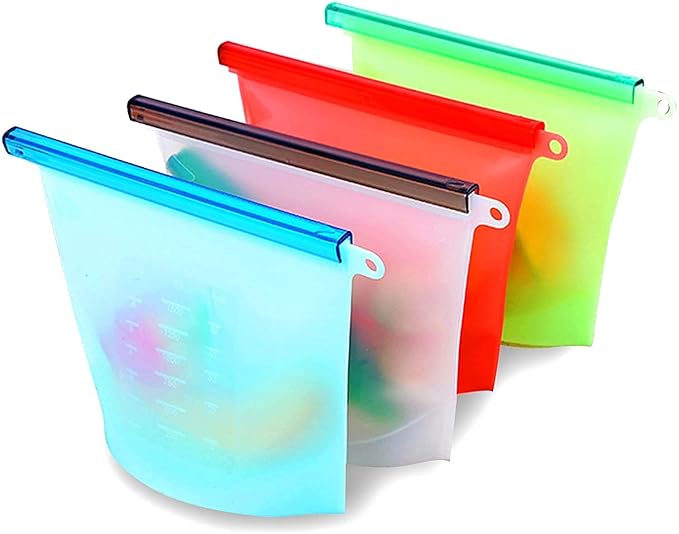 Buy SAMEZONE 1000ml Silicone Food Bag Reusable Silicon Ziplock Bags