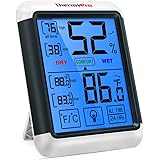 ThermoPro TP55 Digital Hygrometer Indoor Thermometer Humidity Gauge with Jumbo Touchscreen and Backlight Temperature Humidity