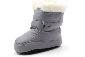 Kuner Newborn Baby Boys Girls Plush Boots Soft Sole Adjustable Winter Warm Snow Boots Crib Shoes for 3-18 Months