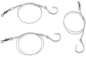 PDXGGB 10/0-12/0 Circle Hook Rig Shark Surf Rigs with 20 Inch 49-Strands Steel Leader(120Pound),Deep Sea Hooks for Big Fish