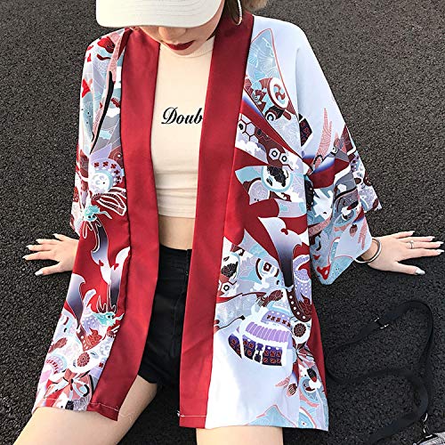 Kimono Cardigan Blouse Shirt Beach Kimonos Woman Cosplay Yukata OBI Japanese Komono Aa4363,1,One Size - Thumbnail 5