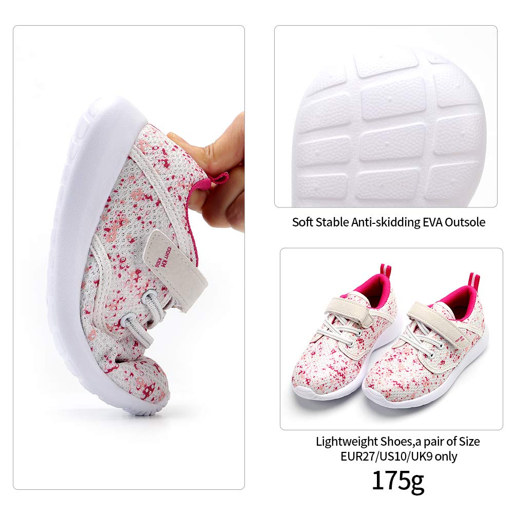 EIGHT KM Girls Toddler Kids EKM7025 Lightweight Breathable Splattered Pink Fabric Velcro Sneakers School Shoes Size 10.5 US 2019 Thanksgiving