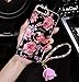 iPhone 7 Plus Kickstand Case, Luxury Bling Glitter Soft TPU Gel Beauty Shiny Flower Cute Candy Protective Cover Case for Girls with Wrist Strap (iPhone 7 Plus, Flower)