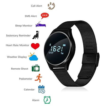 TKSTAR Touchscreen Smart Watch, Bluetooth 4.0 Sport Fitness Tracker, 0,96OLED Smart Uhr, Neue Mode Smart Armband mit Schlaf M