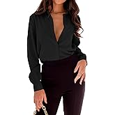 Pretifeel Womens Button Down Shirt Long Sleeve Business Blouse Collared Office Chiffon Dress Shirts