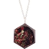 Natural Edulite Crystals Pendant Necklace, Hexagon Cabochon Gemstone, Energy Healing Crystals, Birthday, Gift for Her, Gemstone Jewelry 18 inch AAA+ Quality (Edulite 1)