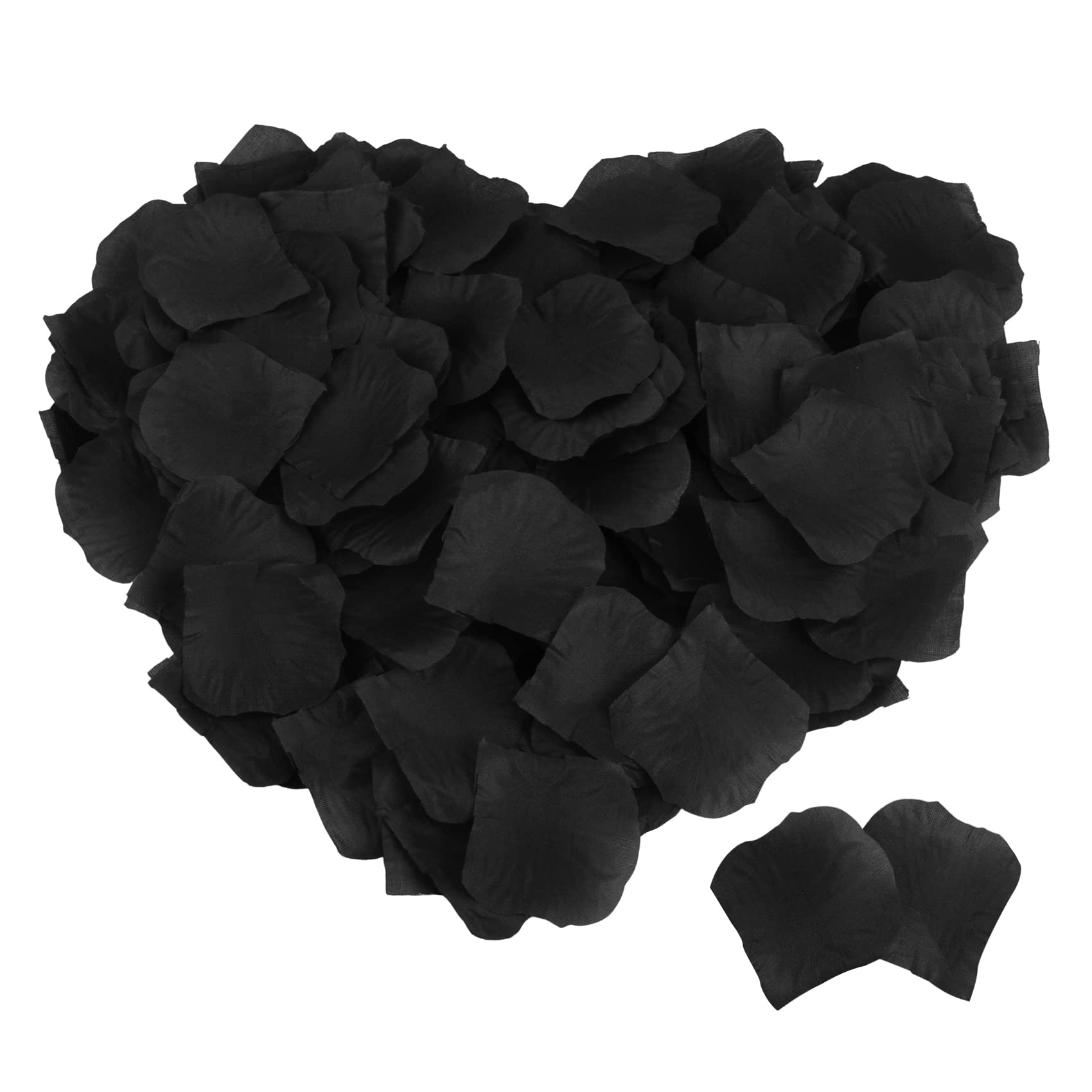 MELGO 1000 Pcs Black Rose Petals for Bedroom, Valentines Petals, Artificial Rose Flowers, Emulation Silk Rose Petals for Wedding Anniversary, Valentines Decorations (1000, Black)