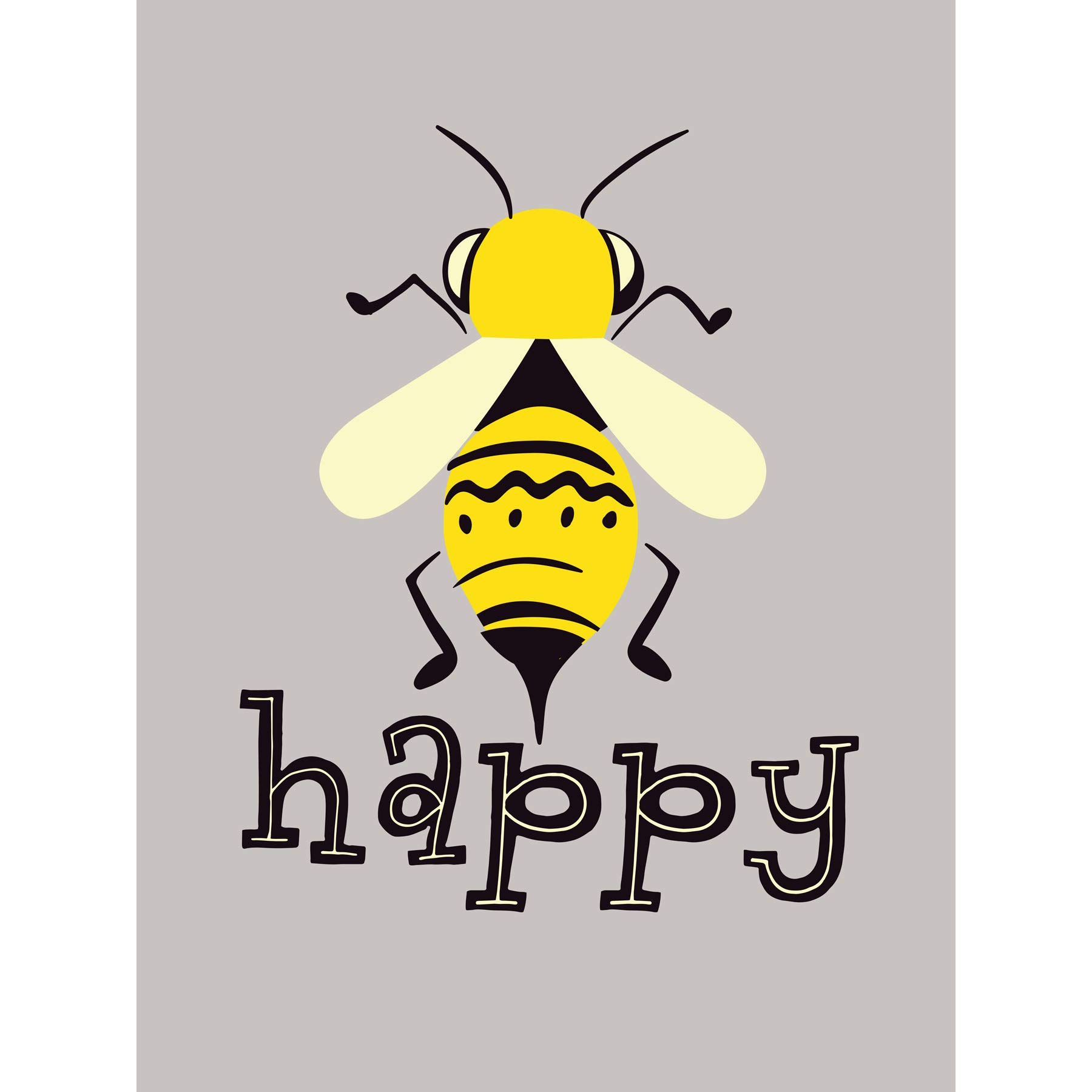Be Happy Riddle Bee Large Canvas Wall Art Print
