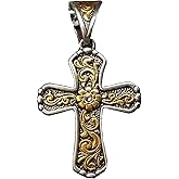 M&F Western Products TWISTER Men's Gold Floral Scroll Cross Fashion Necklace