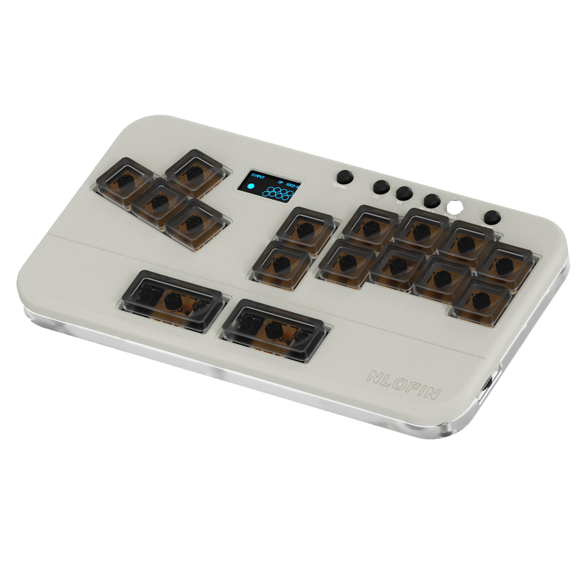 NLOFIN Leverless Controller Arcade Stick Mini Keypad,16Key All-Button Arcade Controller Gamingpad (Gray)