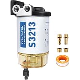 S3213 Fuel Water Separator Marine, Fuel Filter Water Separator with 3/8" Barb and 1/4" NPT Fittings, Compatible with Yamaha Mercury Racor Sierra Suzuki Outboard - 18-7922 35-60494-1 B32013 18-7932-1
