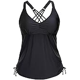 Tempt Me Women Tankini Top Only V Neck Swim Tops Tummy Control Bathing Suit Top No Bottom