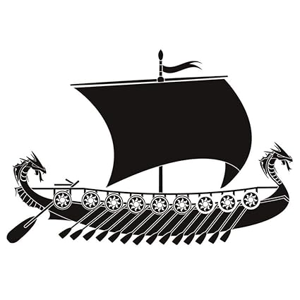 Long Dragon Viking Ship Etiqueta de La Pared Sala de estar Vinilo ...