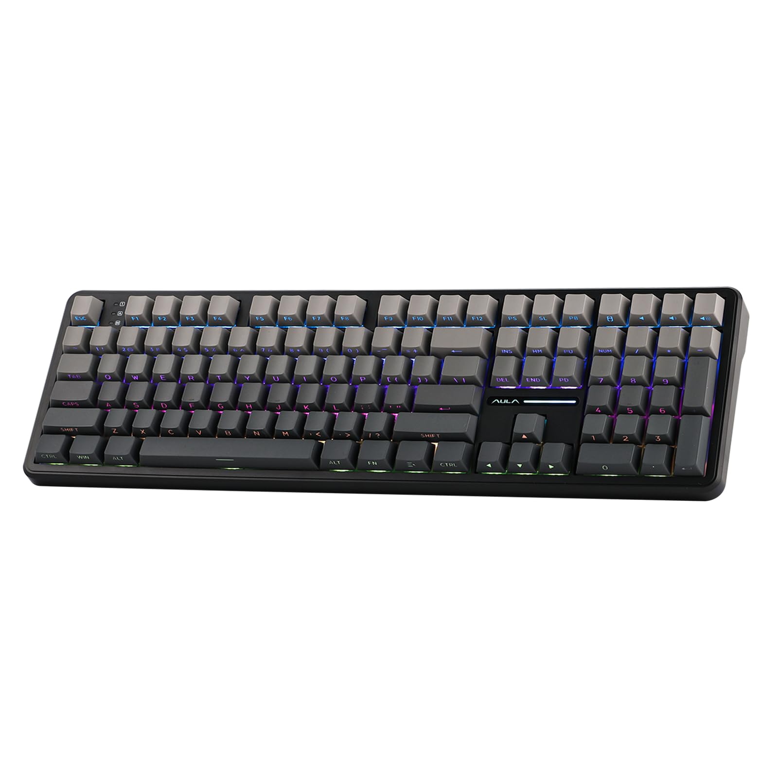 EPOMAKER AULA F108 Wireless Gaming Keyboard Full Size Mechanical Keyboard with 8000mAh Battery, 108 Hot Swappable Programmable Keys RGB Backlight for Mac/PC/Android Certified (Black Gradient, Graywood