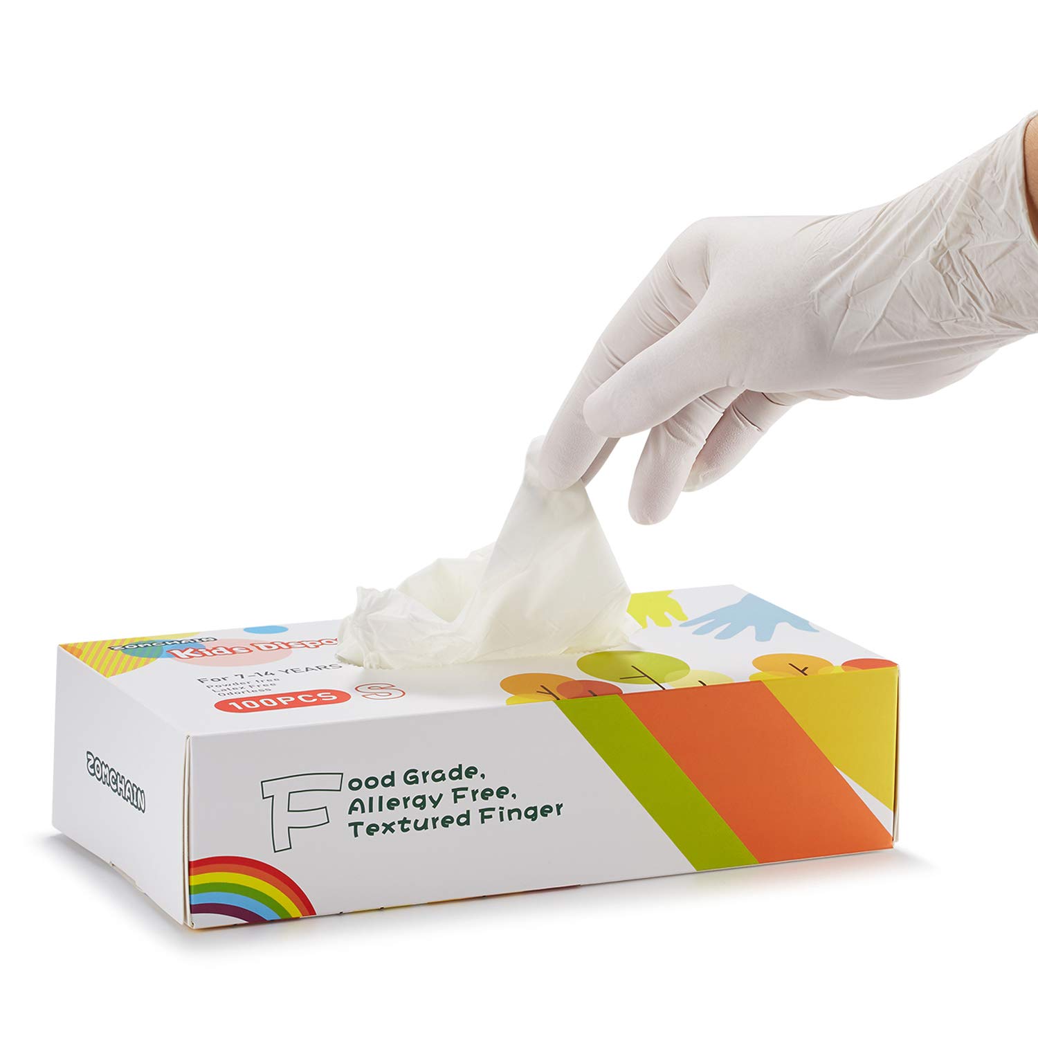 Photo 1 of Disposable Kid Gloves, Nitrile Gloves for 7-14 Years - Latex Free Gloves, Food Grade, Powder Free - for Halloween Preparation, Crafting, Painting, Gardening, Cooking, Cleaning - 100 PCS White