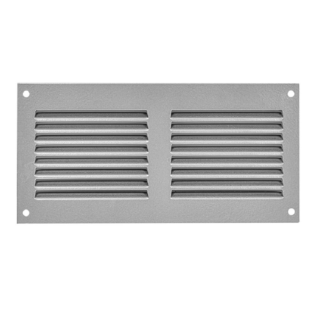 200x100mm / 8x4" inch Grey Metal Air Vent Grille Cover with Insect Mesh - Ventilation Cover