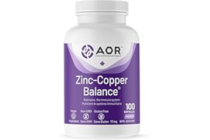 AOR - Zinc-Copper Balance 100 Capsules 100-Day Supply - A Balanced Ratio of Two Key Minerals for General Wellness - Zinc Citr